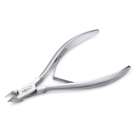 Omi Pro-Line AL-201 Acrylic Nail Nippers 16/6mm Jaw - Lap Joint - stainless-steel nippers with the cutting jaws visible on a white background