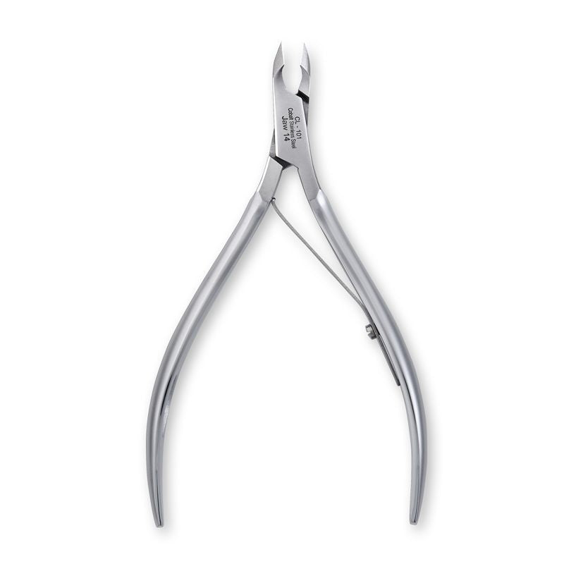 Omi Pro-Line CL-101 Cuticle Nippers 12/4mm Jaw - Lap Joint - stainless-steel nippers with the cutting jaws visible on a white background
