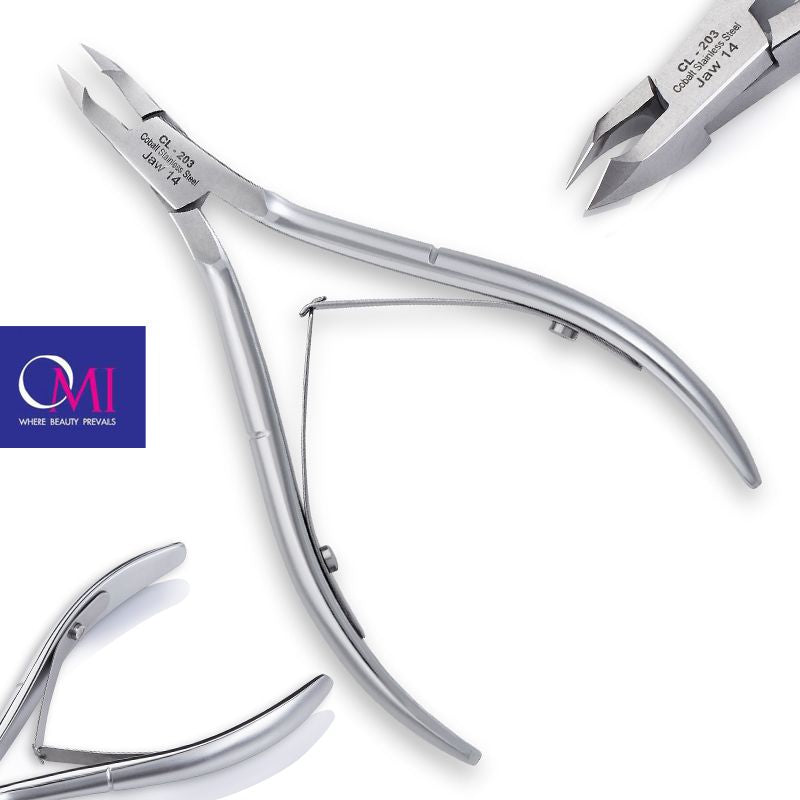 Omi Pro-Line CL-203 Cuticle Nippers 12/4mm Jaw - Lap Joint - dimensions and measurements shown
