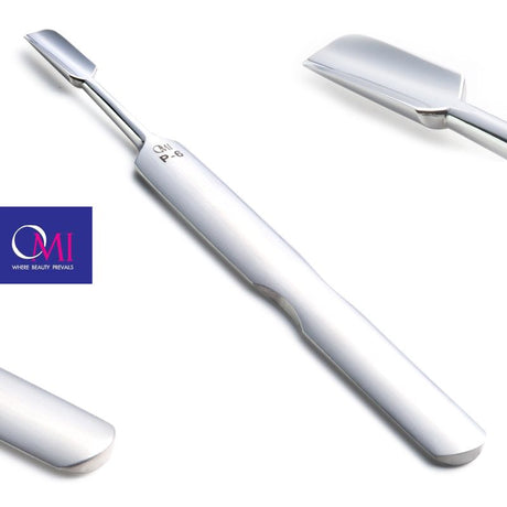 Omi Pro-Line P6 Cuticle Pusher - stainless-steel cuticle pusher with the working tip visible on a white background