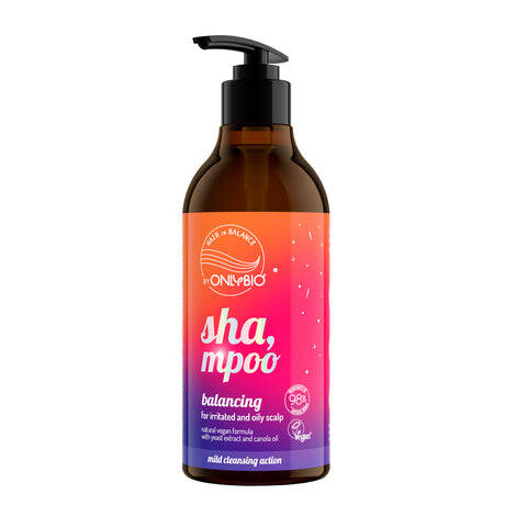OnlyBio Hair Balance Balancing Shampoo Oily Scalp - retail hair-care container isolated on a white background