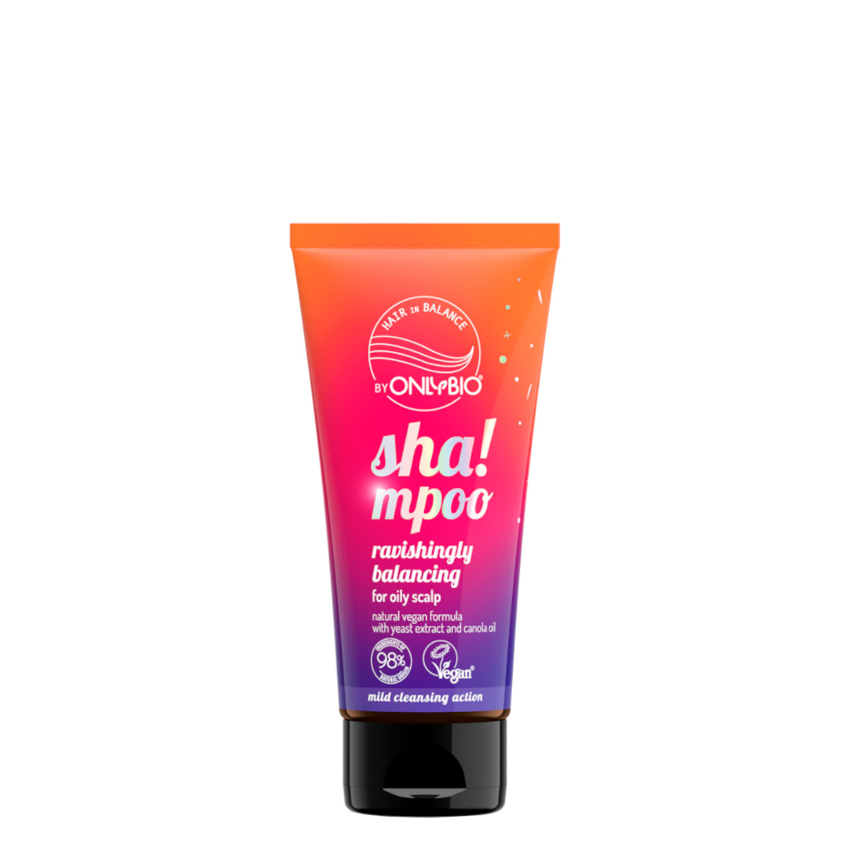 OnlyBio Hair Balance Balancing Shampoo Oily Scalp Mini 50ml - retail hair-care container isolated on a white background