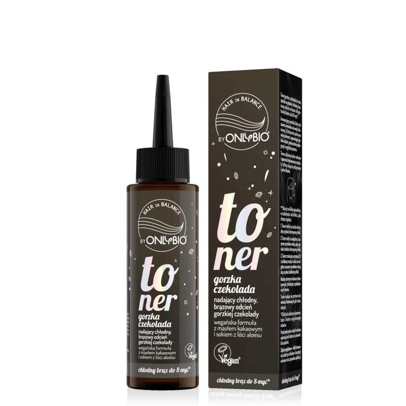 OnlyBio Hair Balance Hair Toner Dark Chocolate - retail hair-care container isolated on a white background