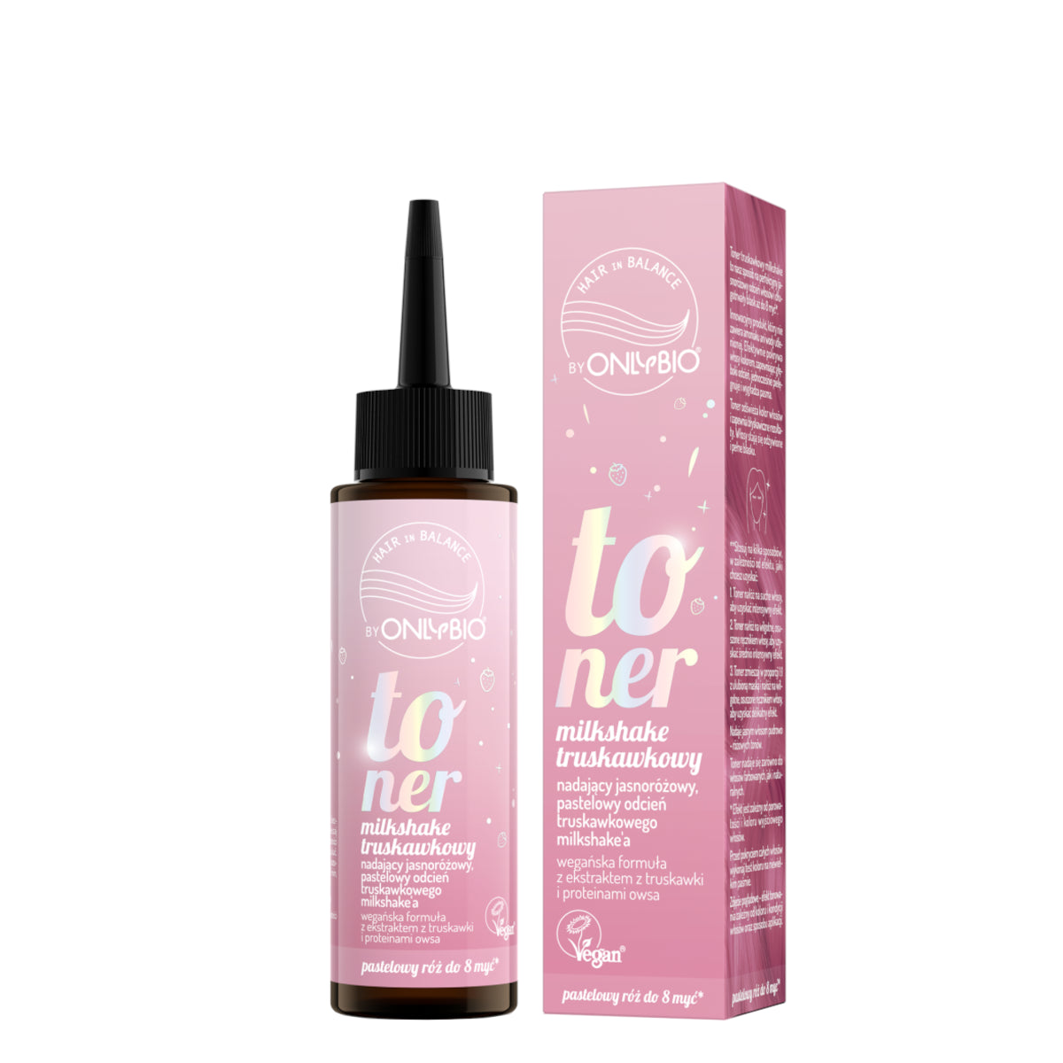 OnlyBio Hair Balance Hair Toner Strawberry Milkshake - retail hair-care container isolated on a white background
