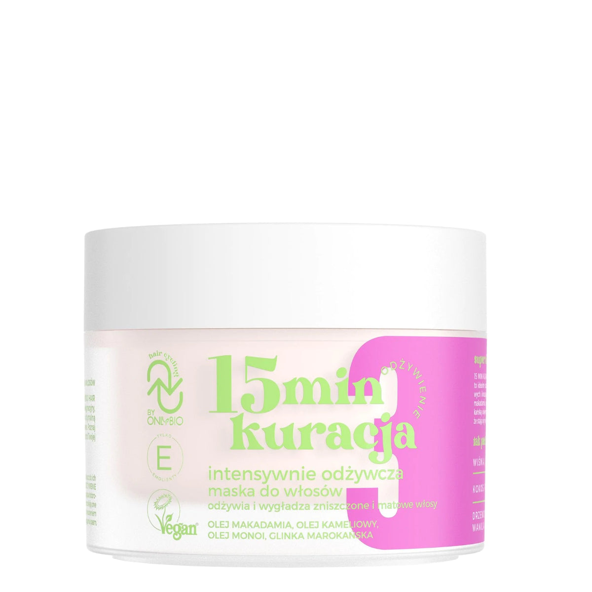 OnlyBio Hair Cycling Nutrition 15 Minute Treatment Nourishing Hair Mask - retail hair-care container isolated on a white background