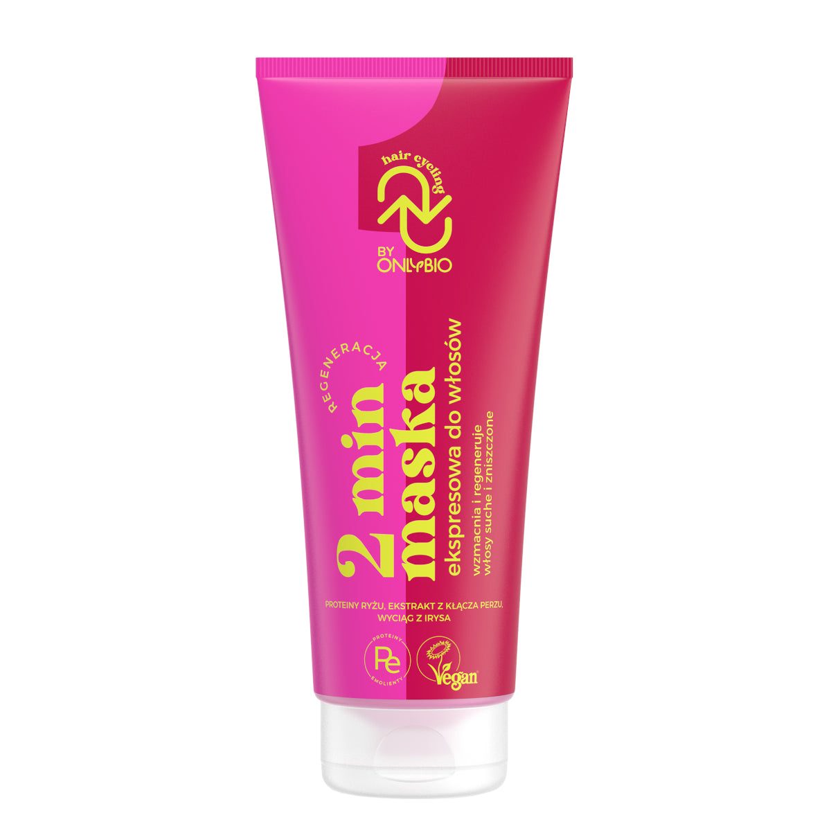 OnlyBio Hair Cycling Regeneration 2 Minute Express Hair Mask - retail hair-care container isolated on a white background