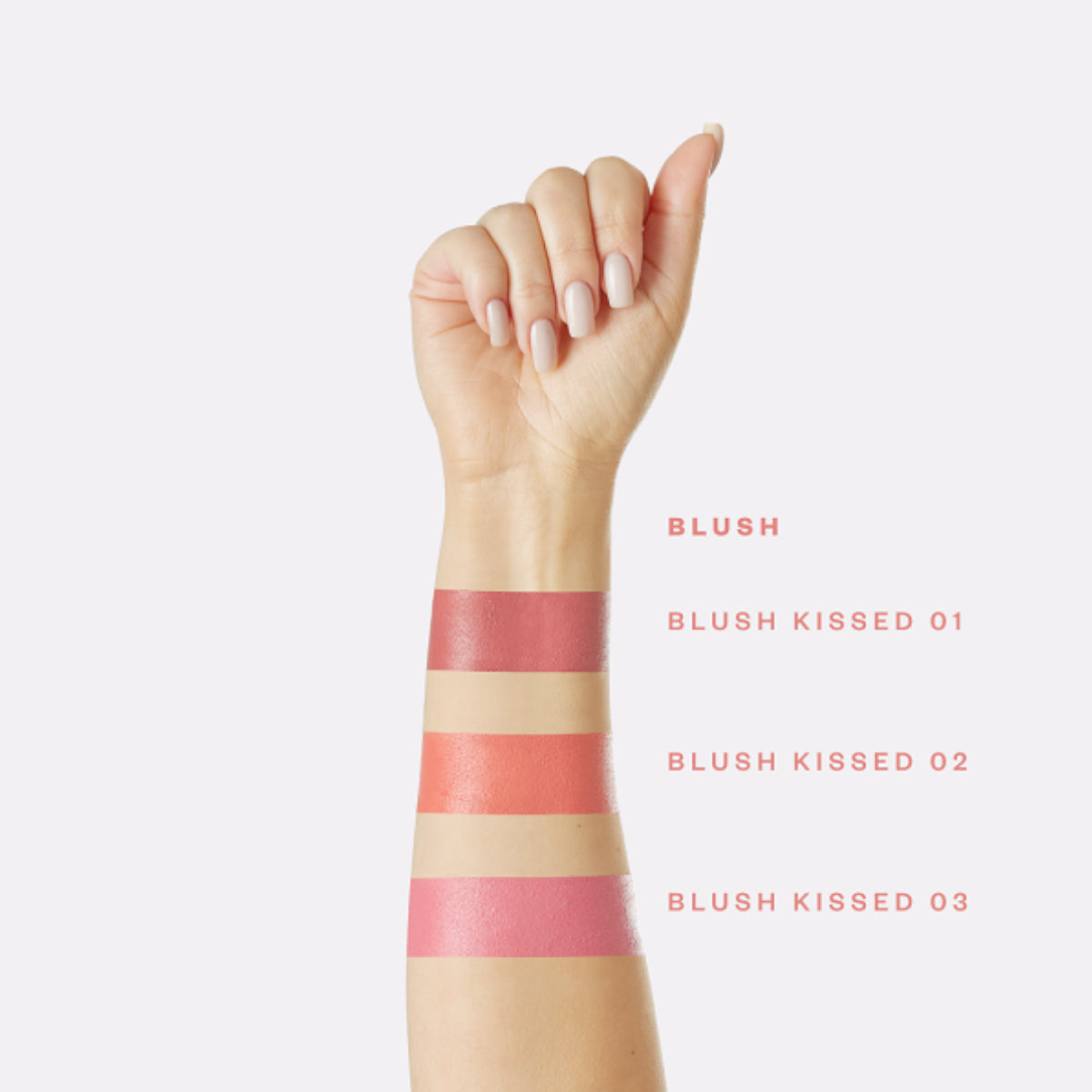 Paese Blush Kissed x Krzyszkowska Creamy Blush - shade swatches shown beside the product