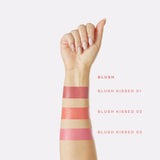 Paese Blush Kissed x Krzyszkowska Creamy Blush - shade swatches shown beside the product
