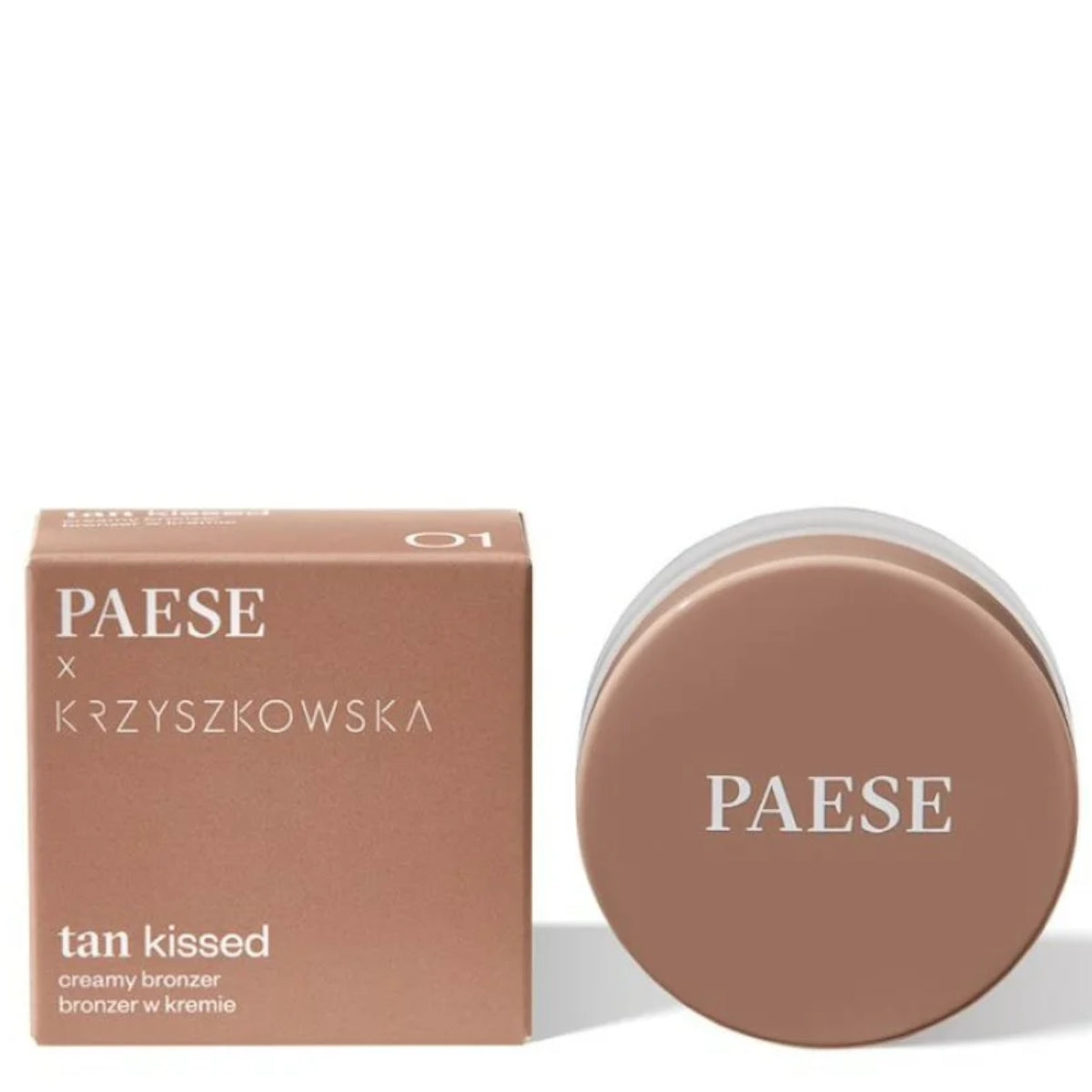 Paese Creamy Bronzer Tan Kissed x Krzyszkowska - retail packaging shown on a light background