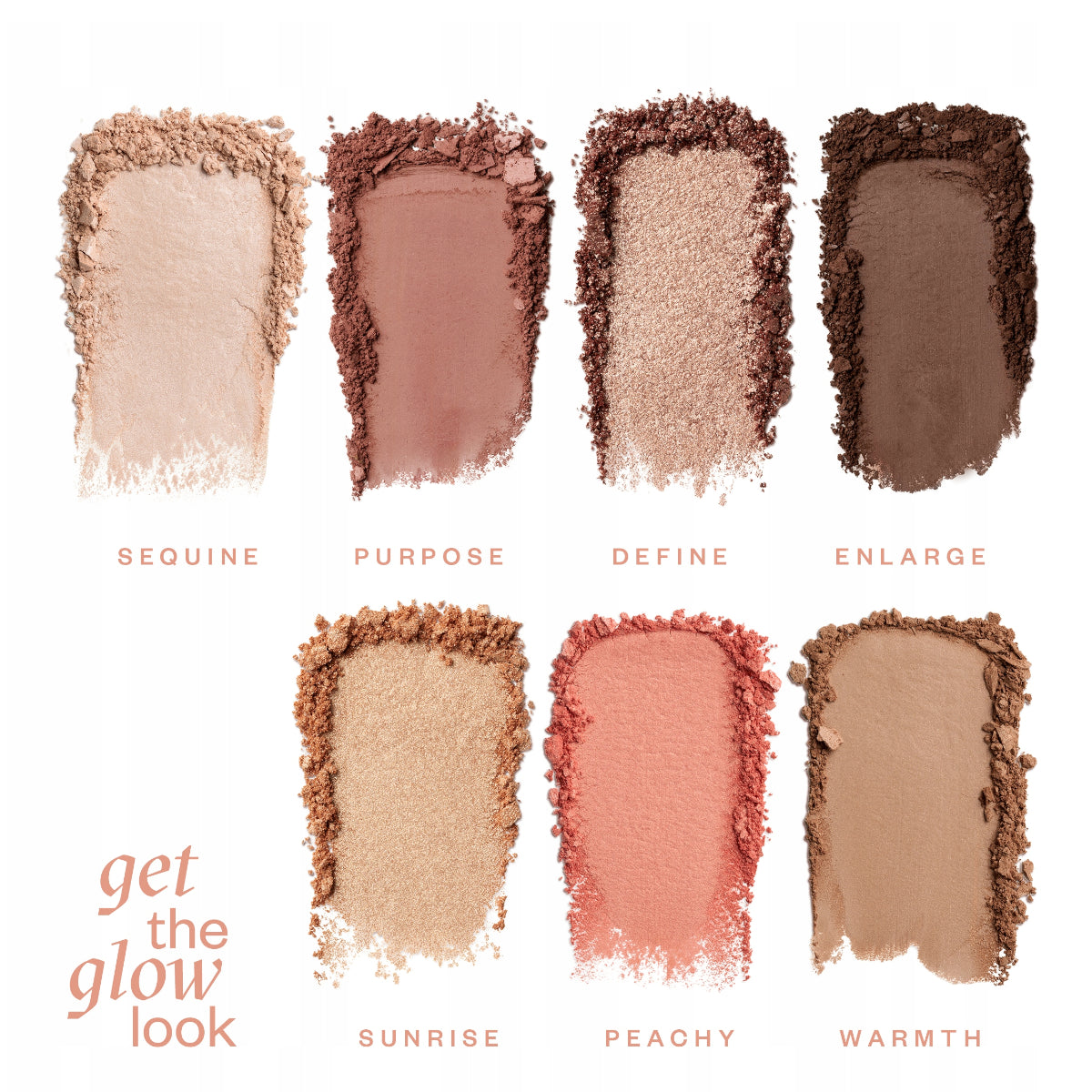 Paese Get The Glow Look Makeup Palette for Face & Eye - shade swatches shown beside the product