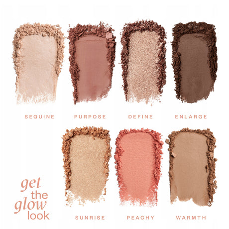 Paese Get The Glow Look Makeup Palette for Face & Eye - shade swatches shown beside the product
