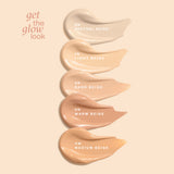 Paese Get The Glow Look Multi-Tasking Illuminating Foundation - shade swatches shown beside the product