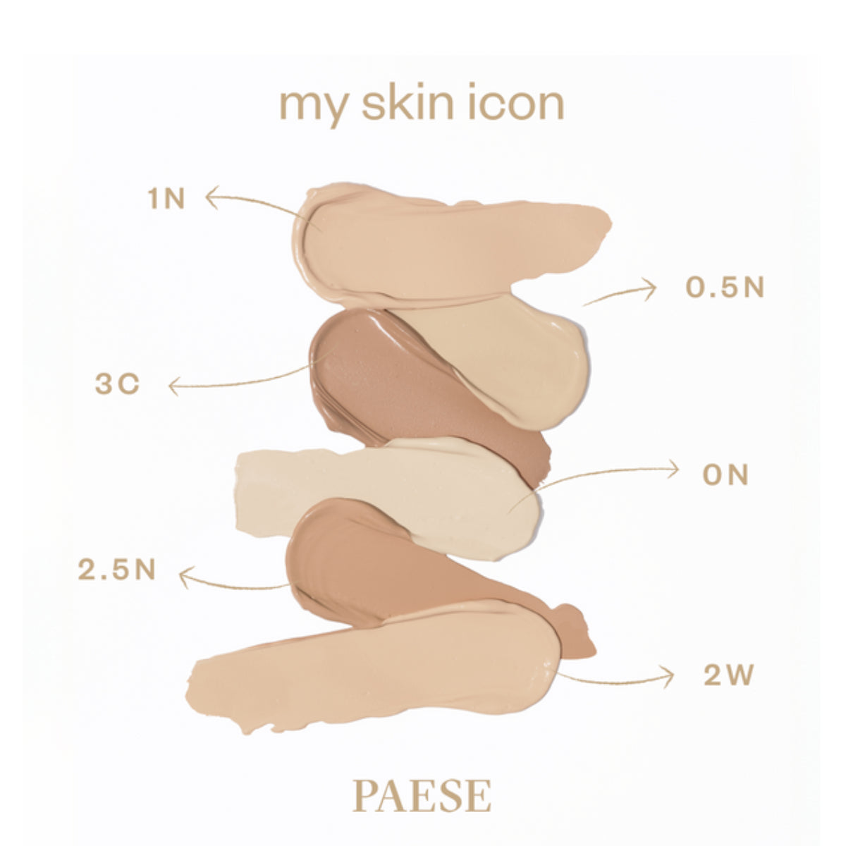 Paese My Skin Icon Mattifying Foundation - shade swatches shown beside the product