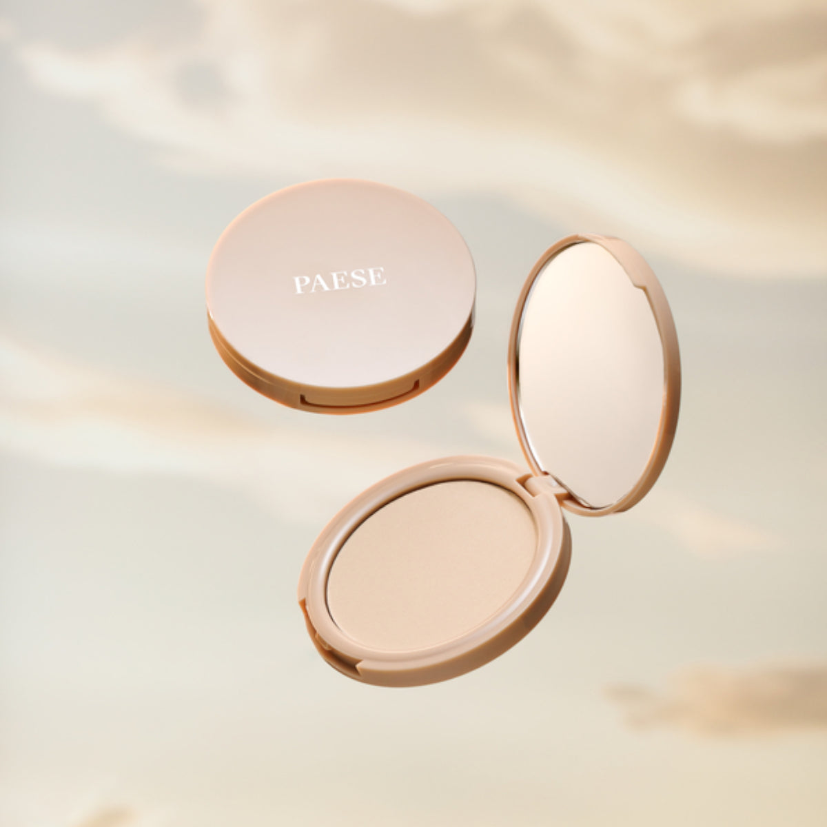 Paese Puff Cloud Pressed Face Powder - finished result shown on a model's face