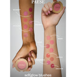 Paese Selfglow Cheek Blush - shade swatches shown beside the product