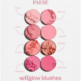 Paese Selfglow Cheek Blush - shade swatches shown beside the product
