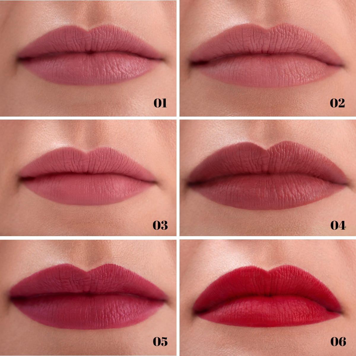 Paese The Kiss Lips Liquid Lipstick - shade swatches shown beside the product