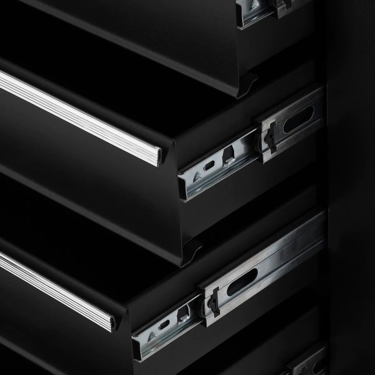 Drawer runners and storage compartments on Pro Ink 005 trolley