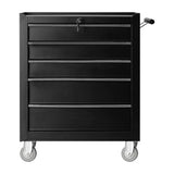 Front view of Pro Ink 005 black five-drawer tattoo trolley