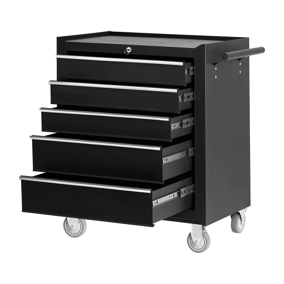 Pro Ink 005 black tattoo trolley with all five drawers open