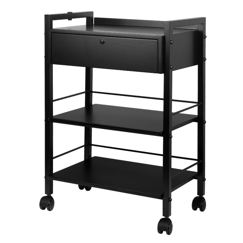 Pro Ink 1019A Tattoo Trolley Black - front view showing the storage and construction details