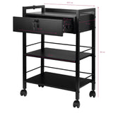 Pro Ink 1019A Tattoo Trolley Black - front view showing the storage and construction details