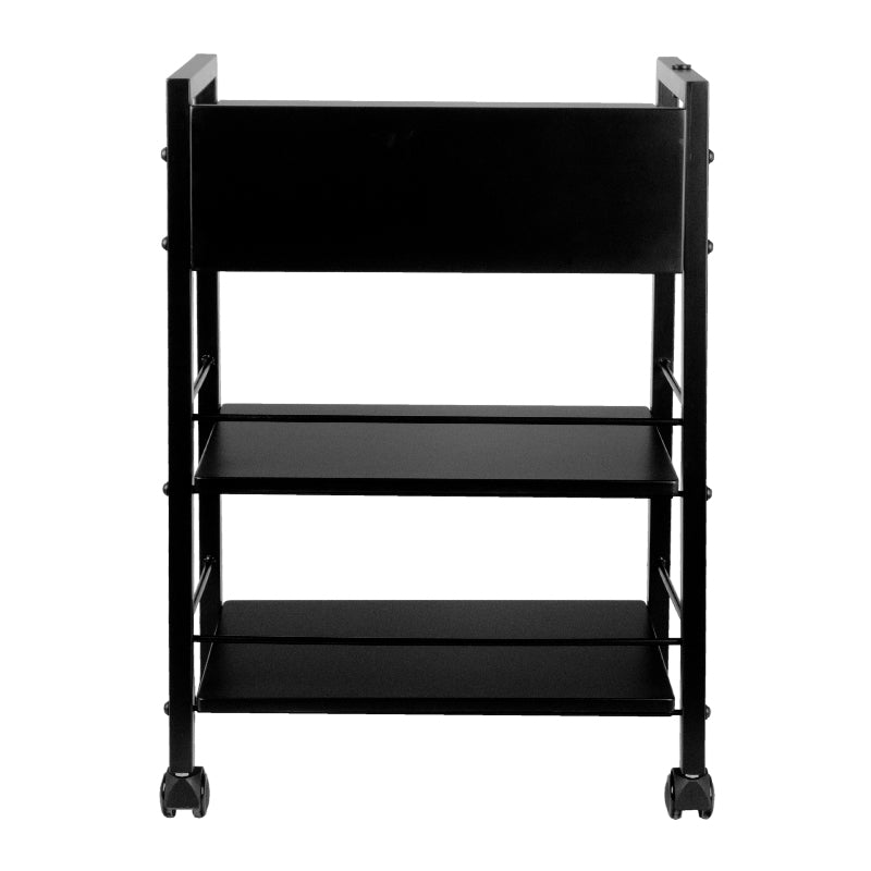Pro Ink 1019A Tattoo Trolley Black - front view showing the storage and construction details