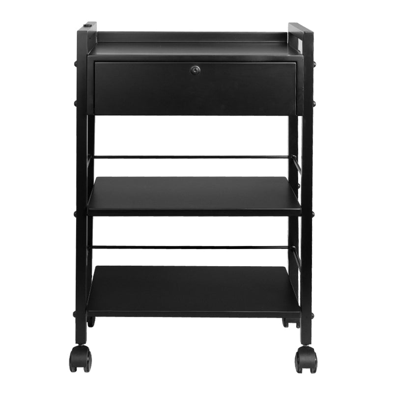 Pro Ink 1019A Tattoo Trolley Black - front view showing the storage and construction details