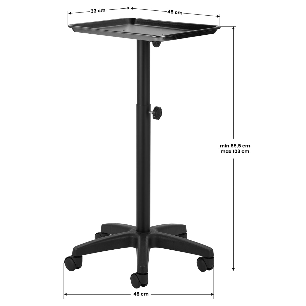 Pro Ink 121 Tattoo Trolley Black - front view showing the storage and construction details