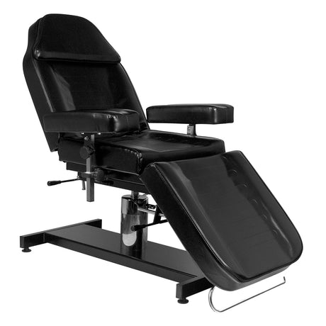Pro Ink 210H Hydraulic Tattoo Chair Black - full product view at an angle on a white background