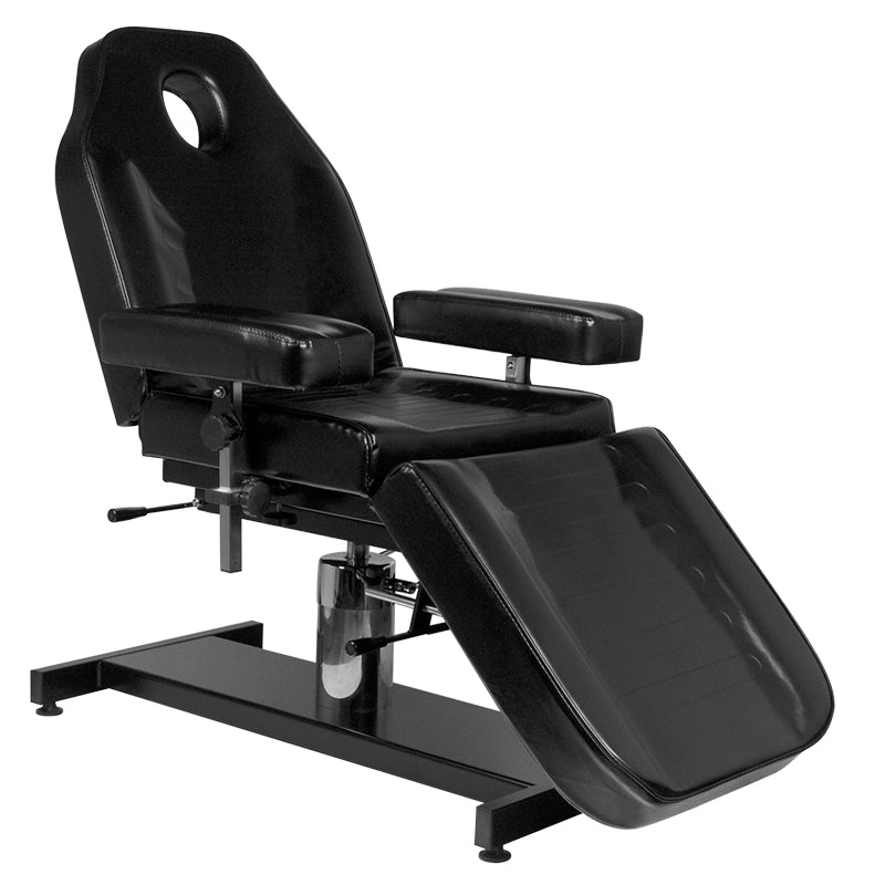 Pro Ink 210H Hydraulic Tattoo Chair Black - close-up of the upholstery and adjustment details