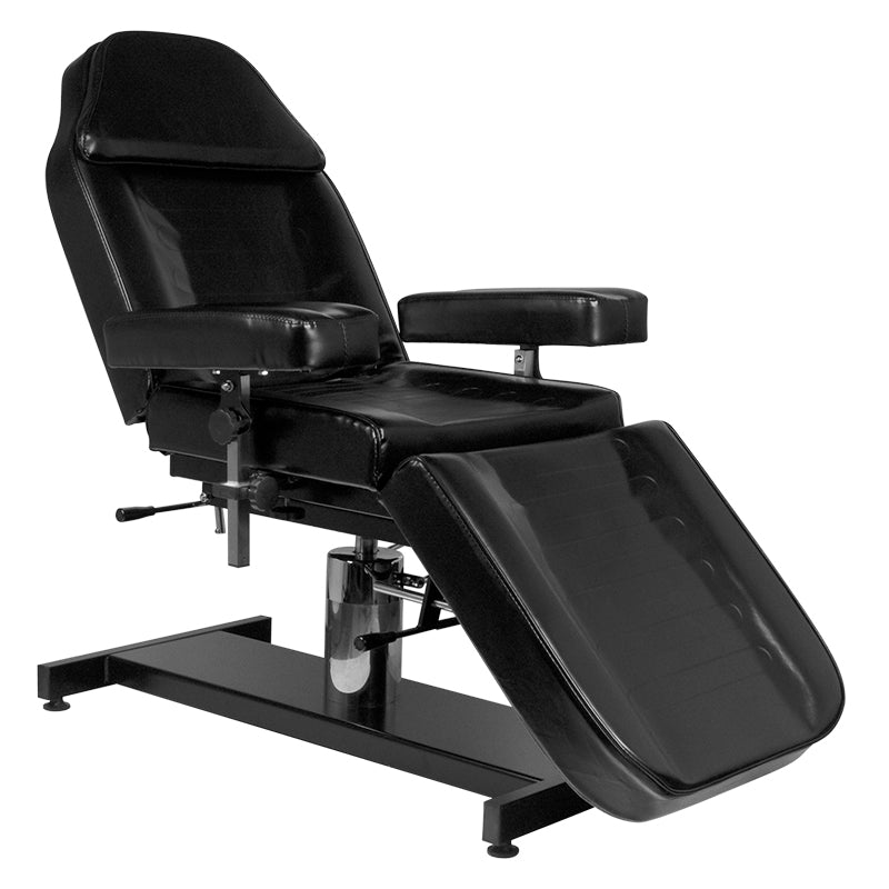 Pro Ink 210H Hydraulic Tattoo Chair Black - close-up of the upholstery and adjustment details