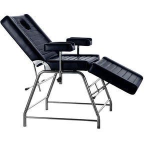 Pro Ink 602 Manual Tattoo Chair Black - full product view at an angle on a white background