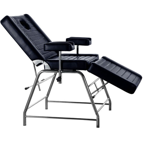 Pro Ink 602 Manual Tattoo Chair Black - full product view at an angle on a white background