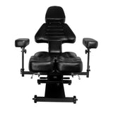 Pro Ink 606 Electric Tattoo Bed Black - close-up of the upholstery and adjustment details