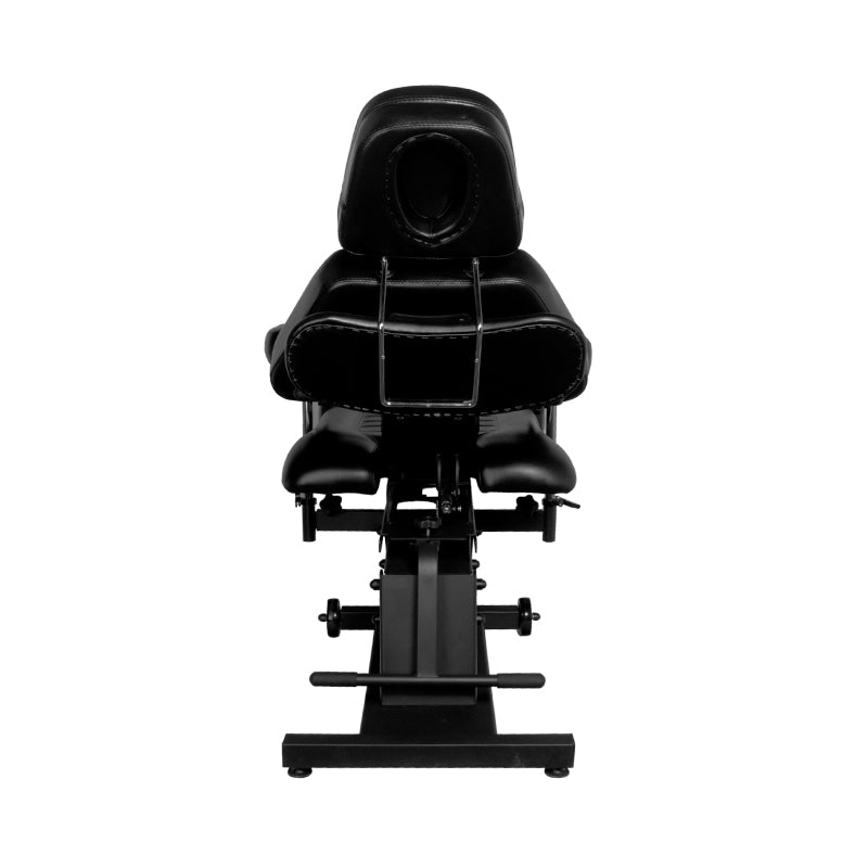 Pro Ink 606 Electric Tattoo Bed Black - close-up of the upholstery and adjustment details