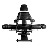 Pro Ink 606 Electric Tattoo Bed Black - close-up of the upholstery and adjustment details