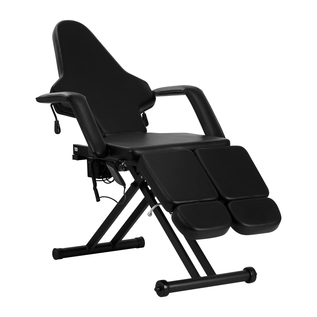 Pro Ink 610 Electric Tattoo Bed Black - full product view at an angle on a white background