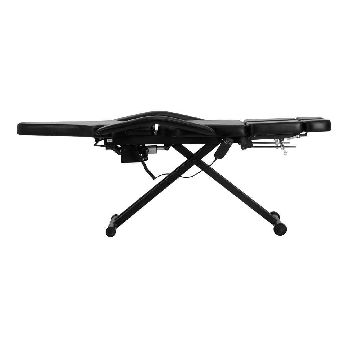 Pro Ink 610 Electric Tattoo Bed Black - close-up of the upholstery and adjustment details