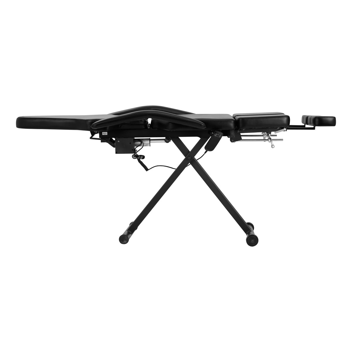 Pro Ink 610 Electric Tattoo Bed Black - close-up of the upholstery and adjustment details