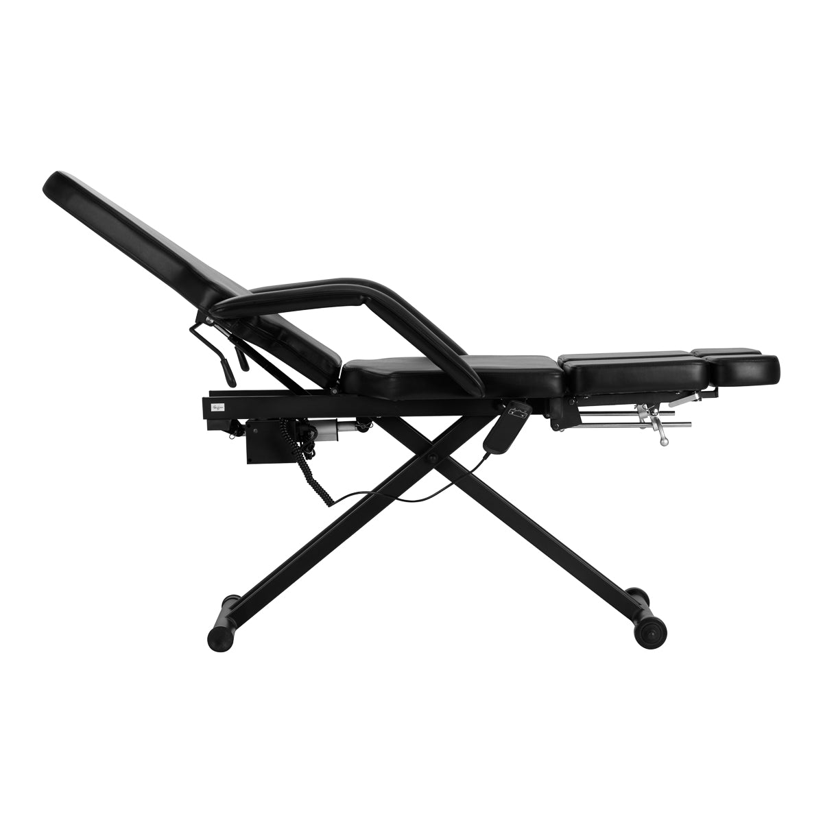 Pro Ink 610 Electric Tattoo Bed Black - close-up of the upholstery and adjustment details