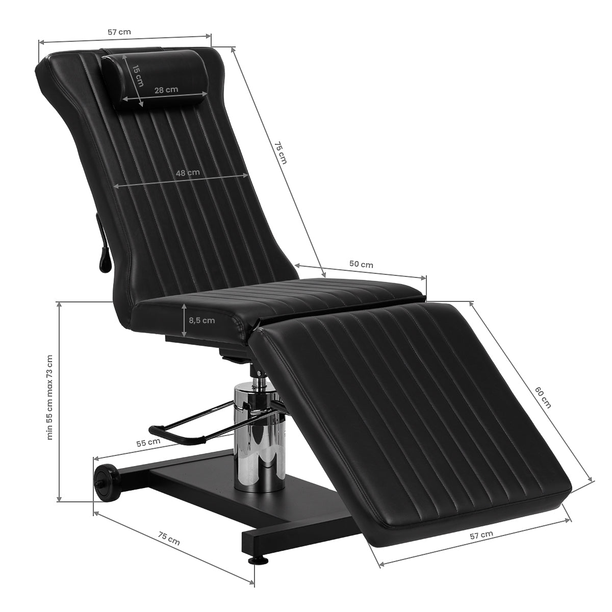 Pro Ink 612 Tattoo Bed Black - close-up of the upholstery and adjustment details