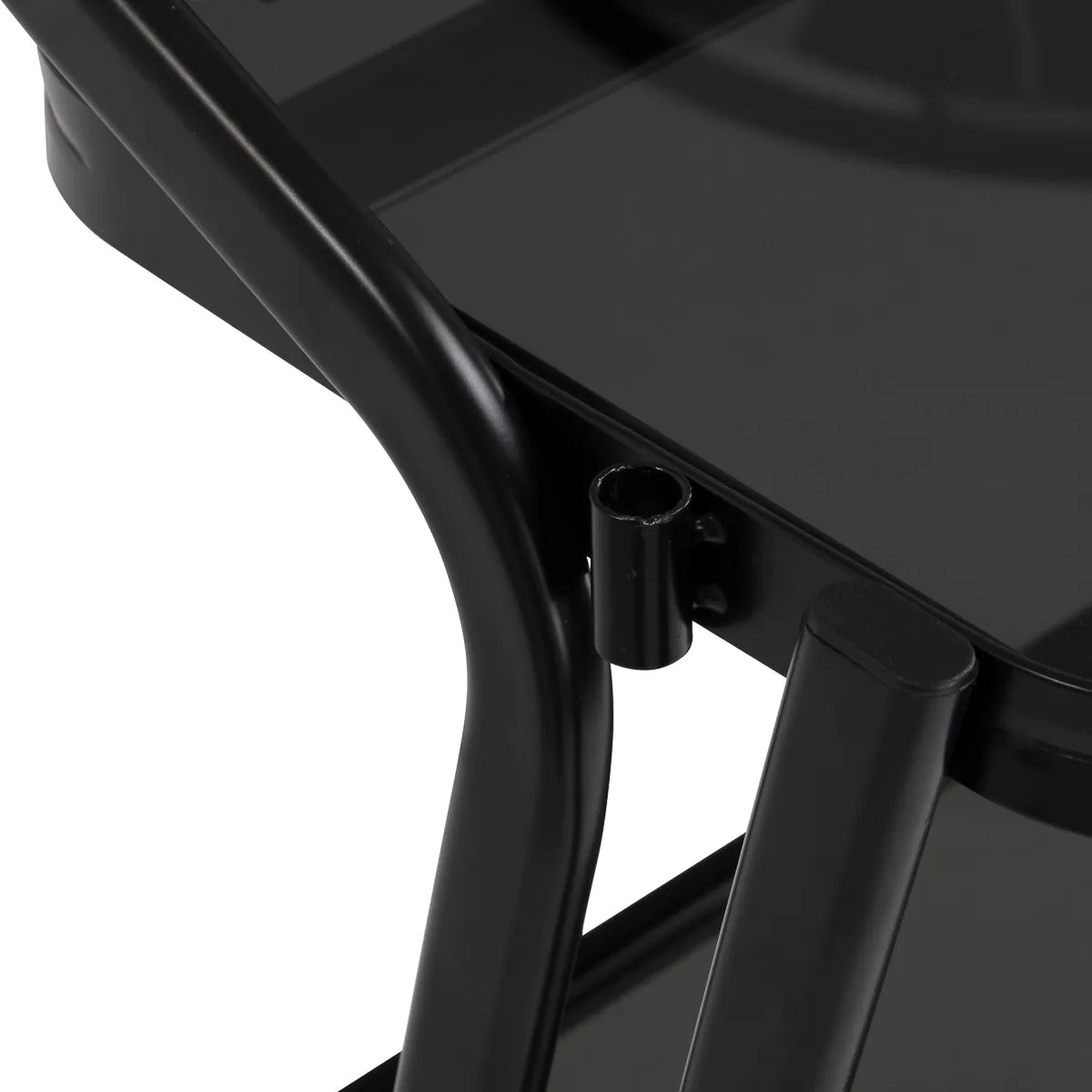 Pro Ink 6701 black tattoo trolley, aluminium frame and shelf fixing close-up