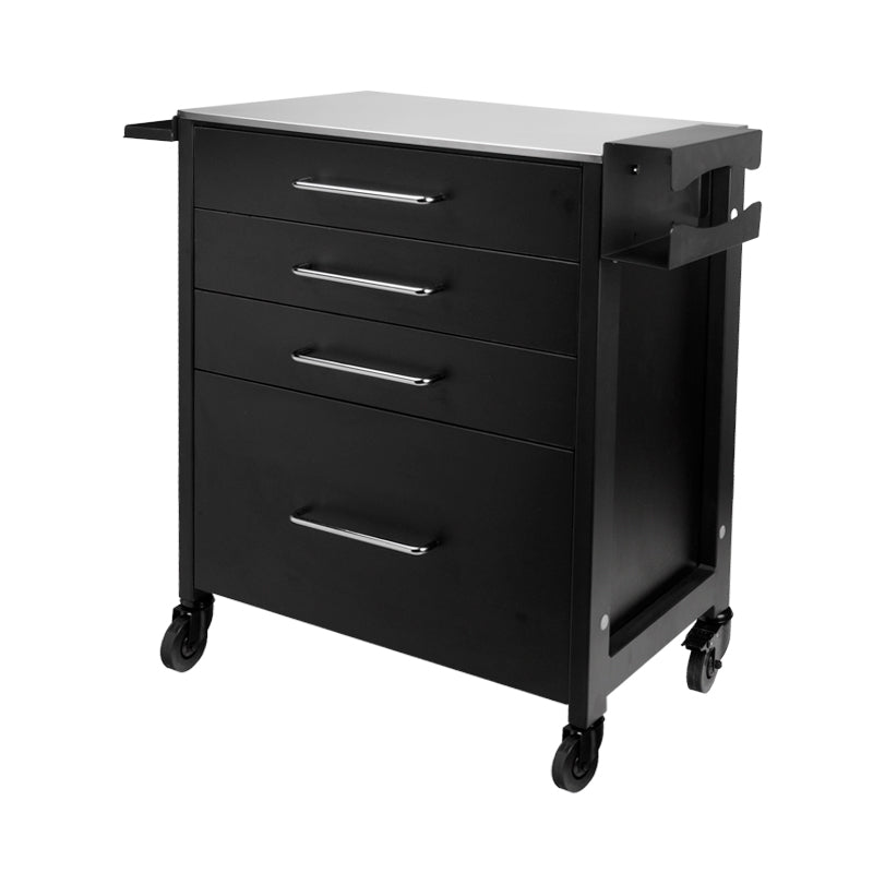 Pro Ink 702 Tattoo Trolley Black - front view showing the storage and construction details