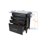 Pro Ink 702 Tattoo Trolley Black - front view showing the storage and construction details