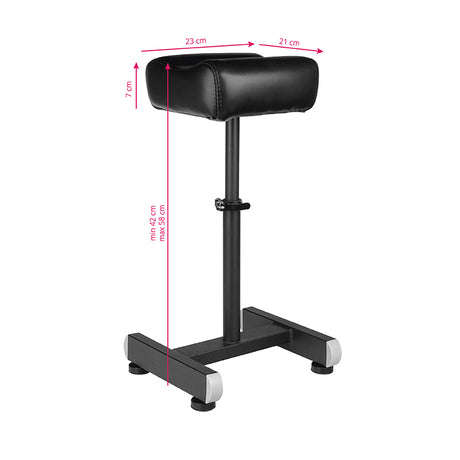 Pro Ink 711 Tattoo Armrest Black - height-adjustable tattoo armrest with measurements shown