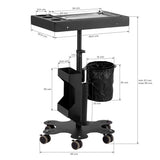 Pro Ink 716C Tattoo Trolley Black - front view showing the storage and construction details
