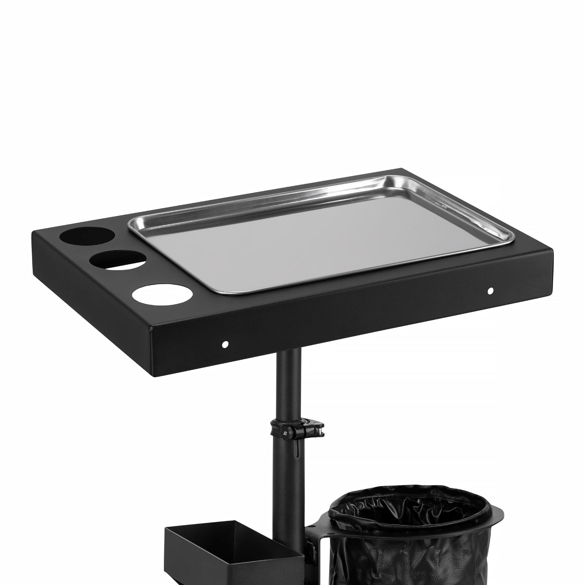 Pro Ink 716C Tattoo Trolley Black - front view showing the storage and construction details