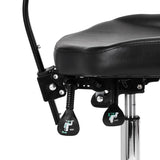 Pro Ink 973 Tattoo Chair Black - close-up of the upholstery and adjustment details