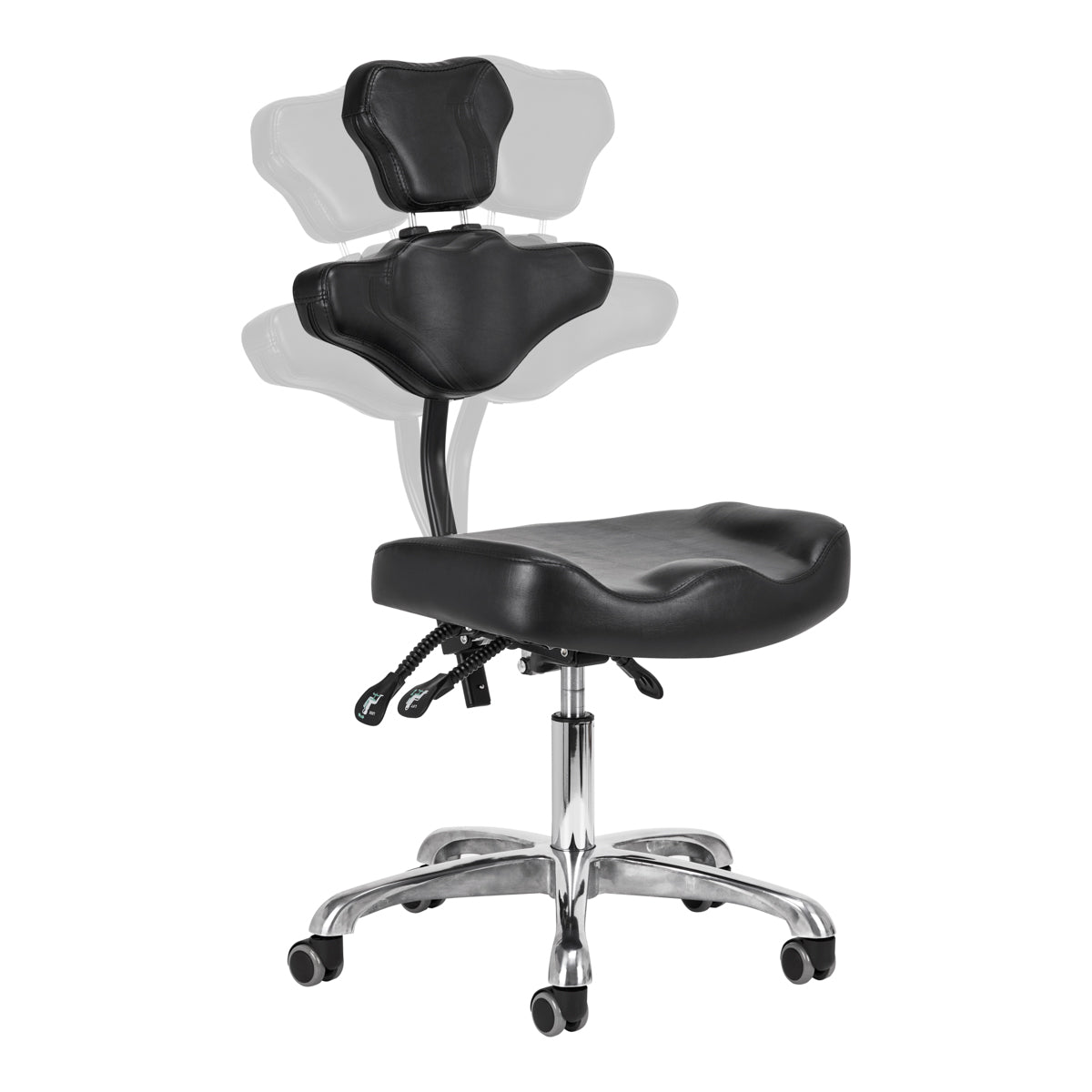 Pro Ink 973 Tattoo Chair Black - close-up of the upholstery and adjustment details